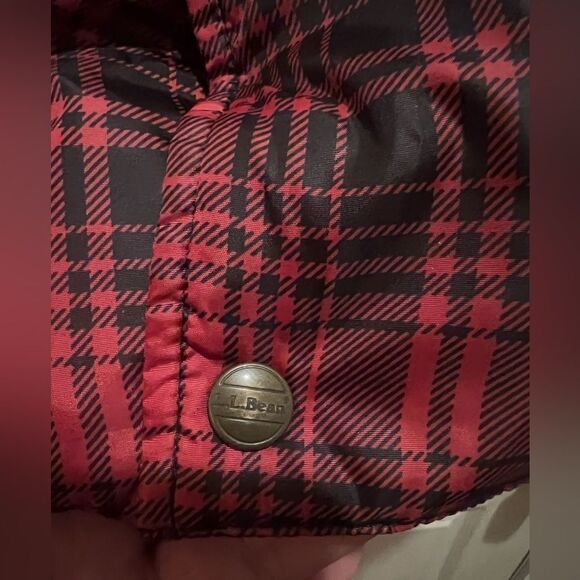 Vintage LL BEAN Red/Black Plaid Goose Down Packable Puffer - Picture 3 of 9